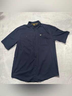 CAT Caterpillar Men’s Navy Short Sleeve Work Shirt Button Front S/P